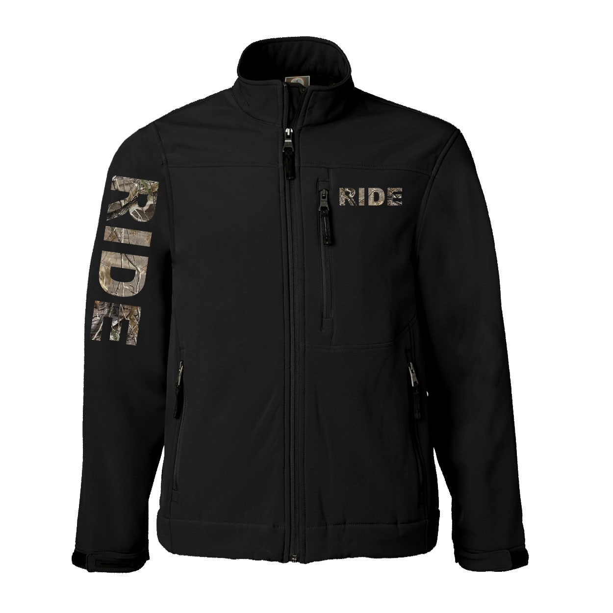 Ride Brand Logo Classic Soft Shell Weatherproof Jacket (Realtree Camo Logo)