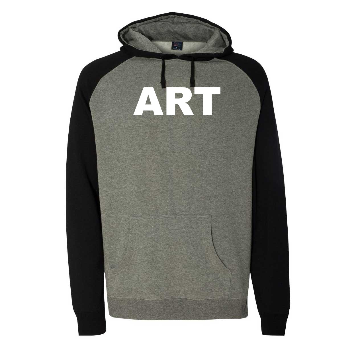 Art Brand Logo Classic Raglan Hooded Pullover Sweatshirt Gunmetal/Heather Black (Black Logo)