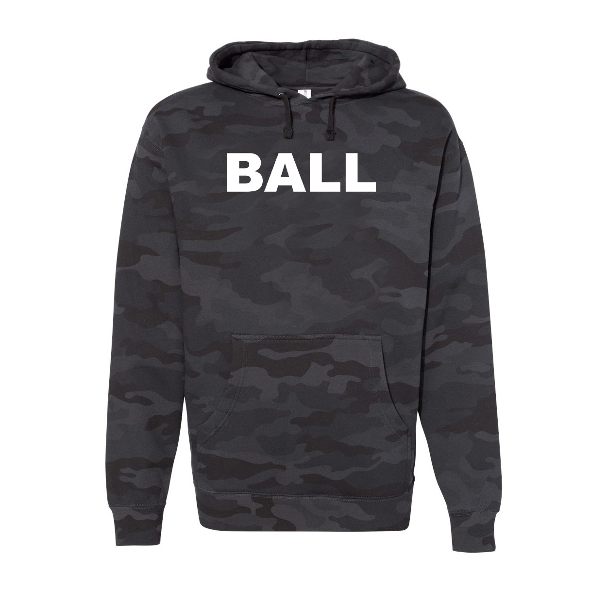 Ball Brand Logo Classic Unisex Hooded Sweatshirt Black Camo (White Logo)