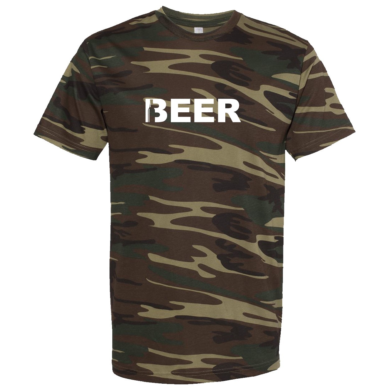 Beer Bottle Logo Classic Premium T-Shirt Camo (White Logo)