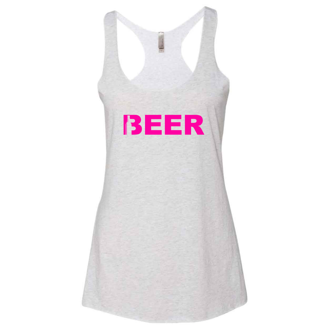 Beer Bottle Logo Classic Women's Ultra Thin Tank Top Heather White (Pink Logo)