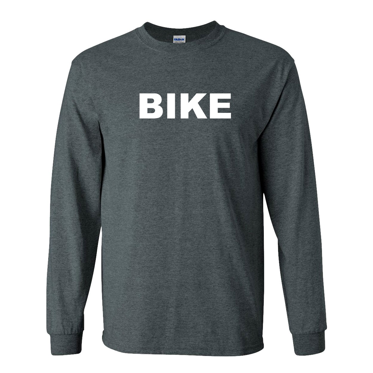 Bike Brand Logo Classic Long Sleeve T-Shirt Dark Heather Gray (White Logo)