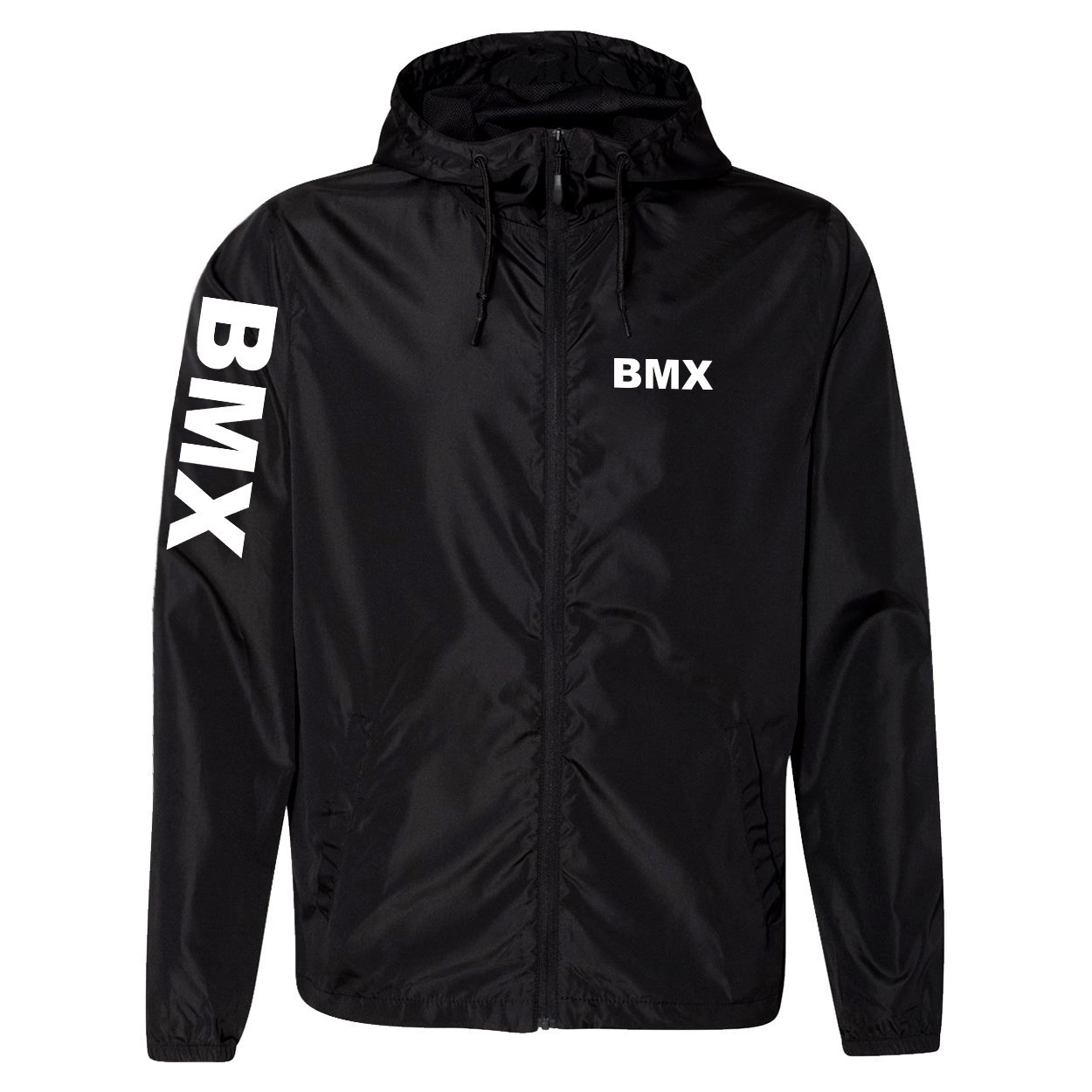 BMX Brand Logo Classic Lightweight Windbreaker Black (White Logo)