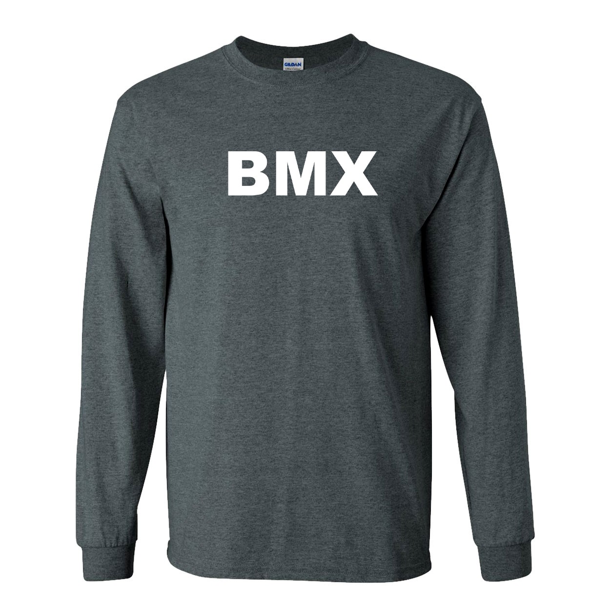 BMX Brand Logo Classic Long Sleeve T-Shirt Dark Heather Gray (White Logo)