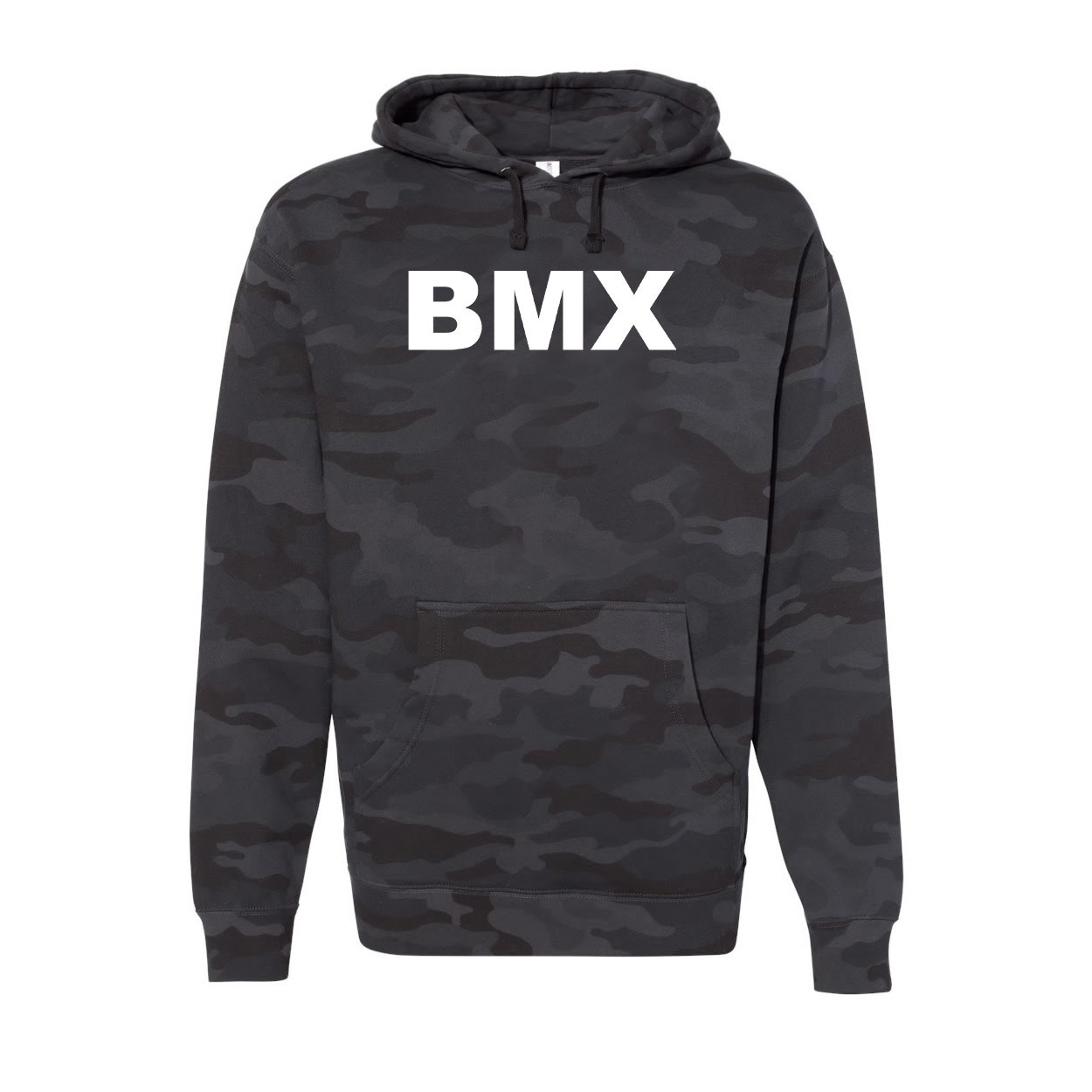 BMX Brand Logo Classic Unisex Hooded Sweatshirt Black Camo (White Logo)
