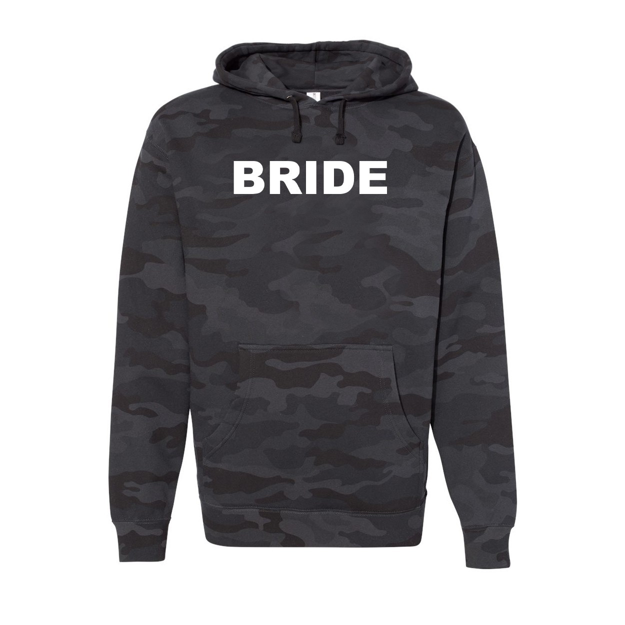 Bride Brand Logo Classic Unisex Hooded Sweatshirt Black Camo (White Logo)