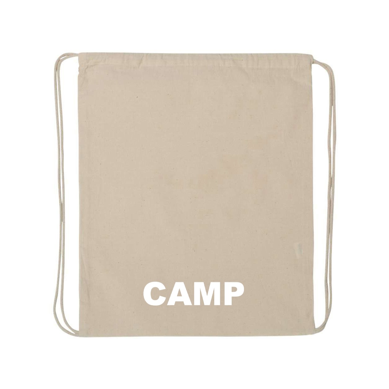 Camp Brand Logo Classic Drawstring Sport Pack Bag/Cinch Sack Natural (Black Logo)