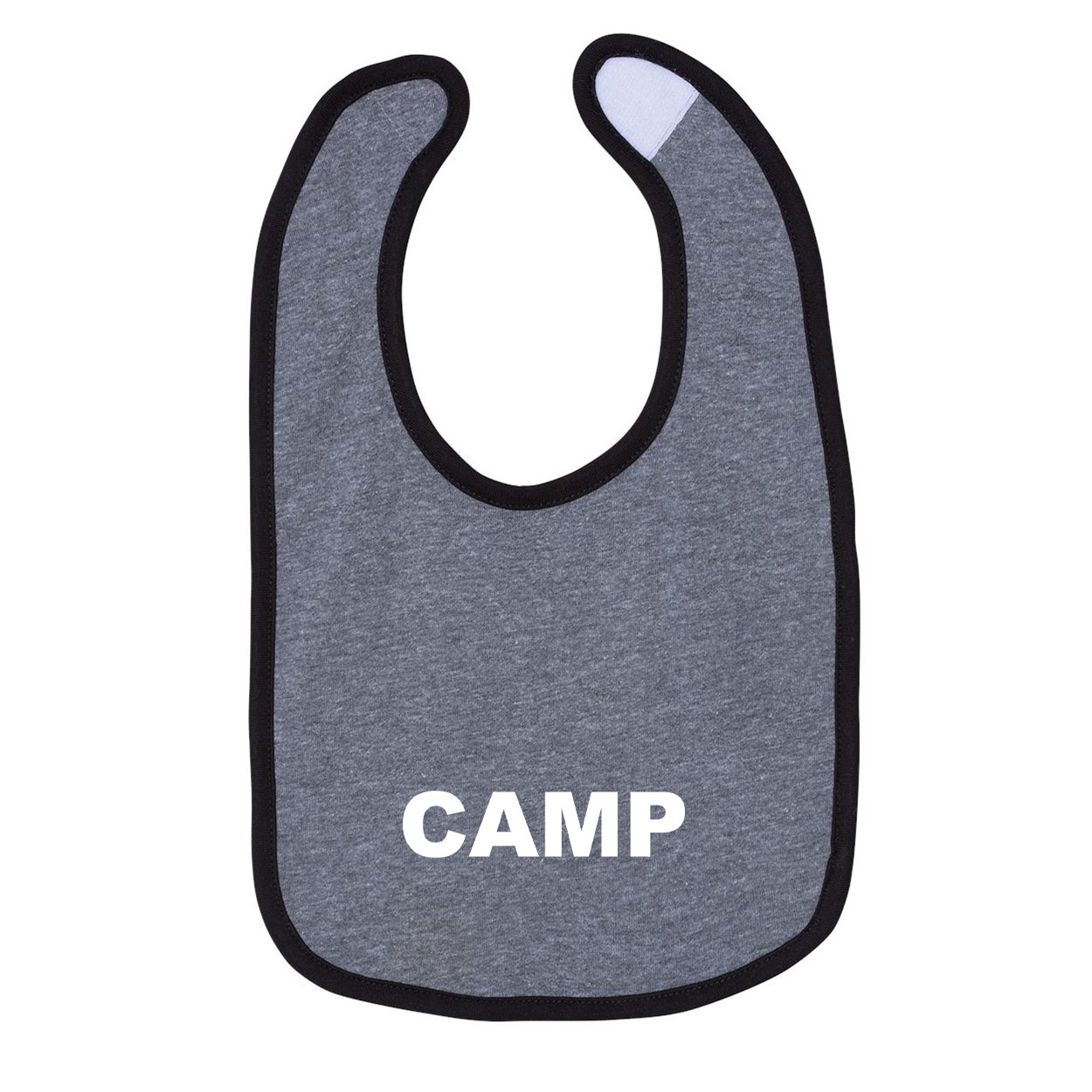 Camp Brand Logo Classic Infant Baby Bib Heather Gray/Black (White Logo)
