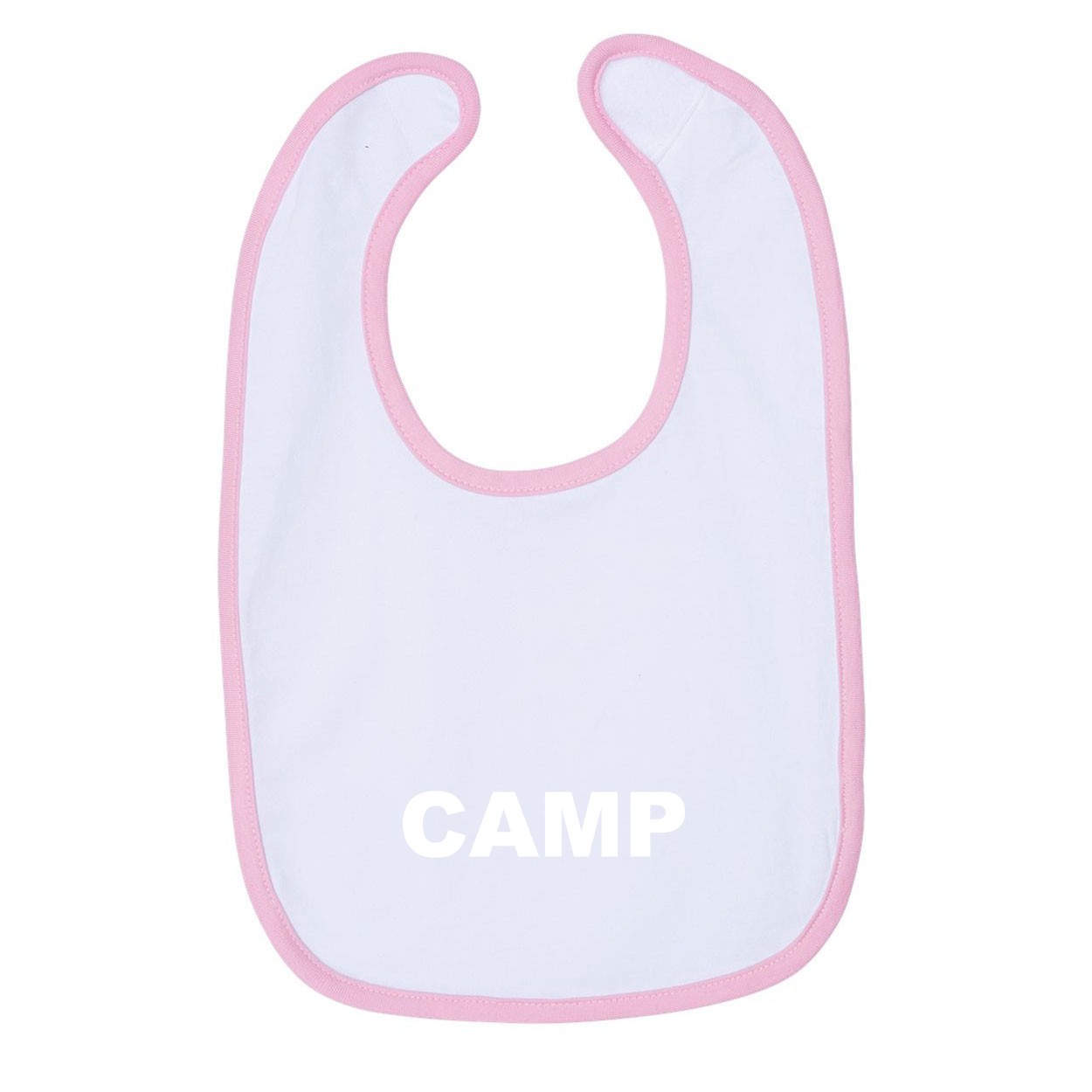 Camp Brand Logo Classic Infant Baby Bib White/Pink (Black Logo)