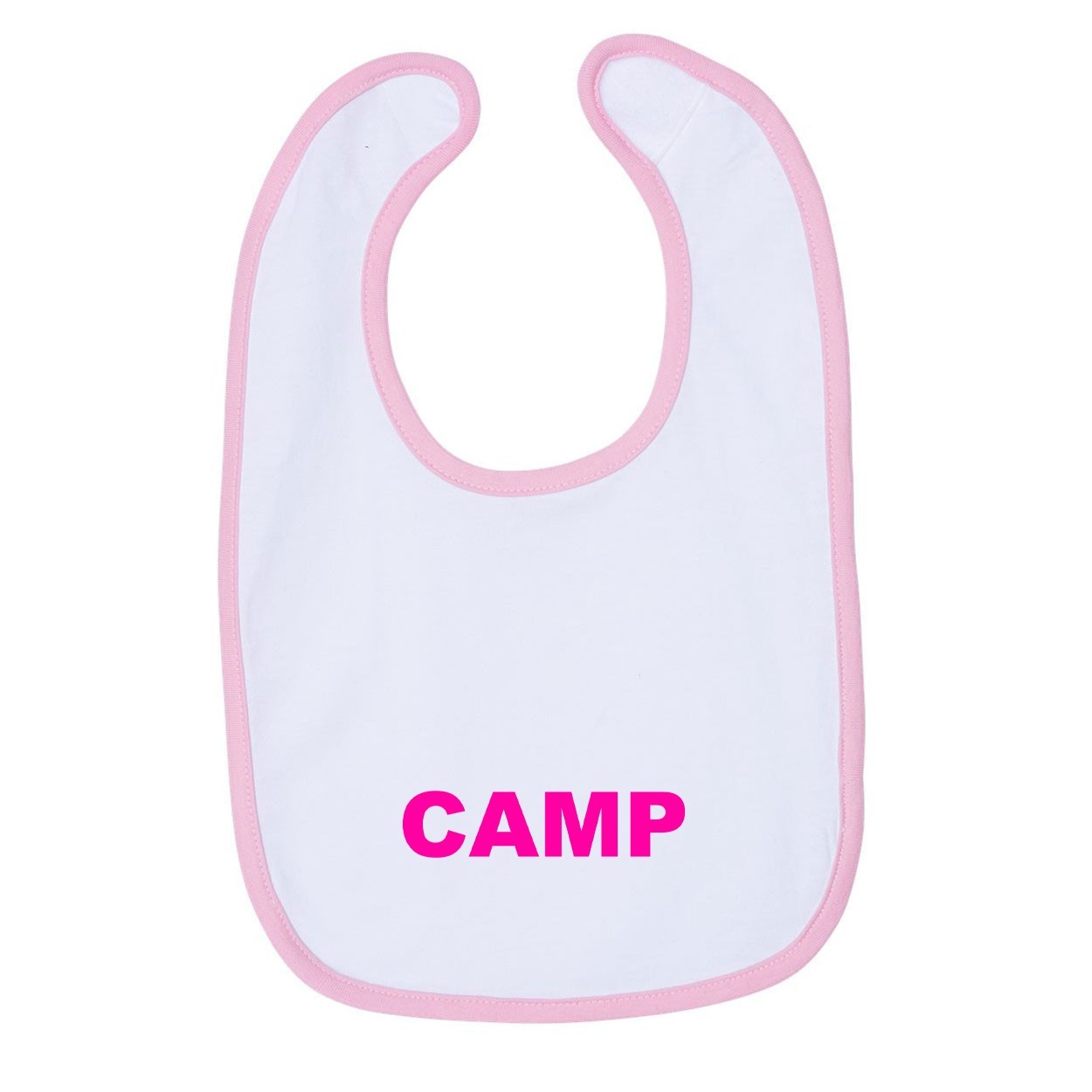Camp Brand Logo Classic Infant Baby Bib White/Pink (Pink Logo)