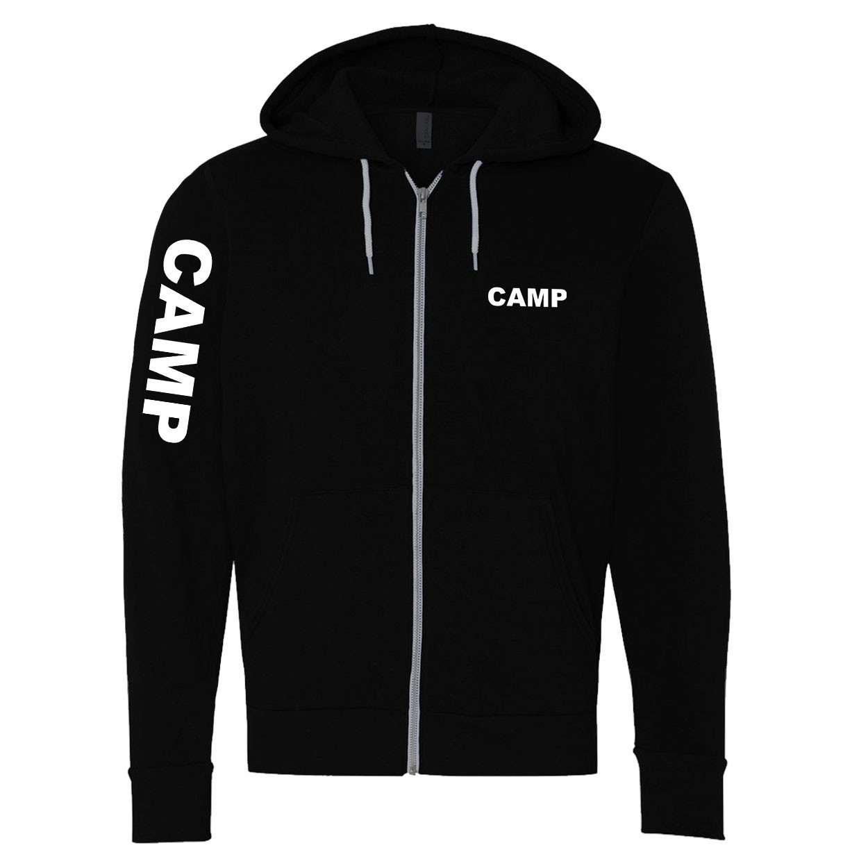 Camp Brand Logo Classic Zip Sweatshirt Black (White Logo)