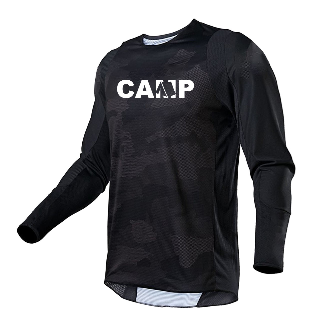 Camp Tent Logo Classic Performance Jersey Long Sleeve Shirt Black Camo
