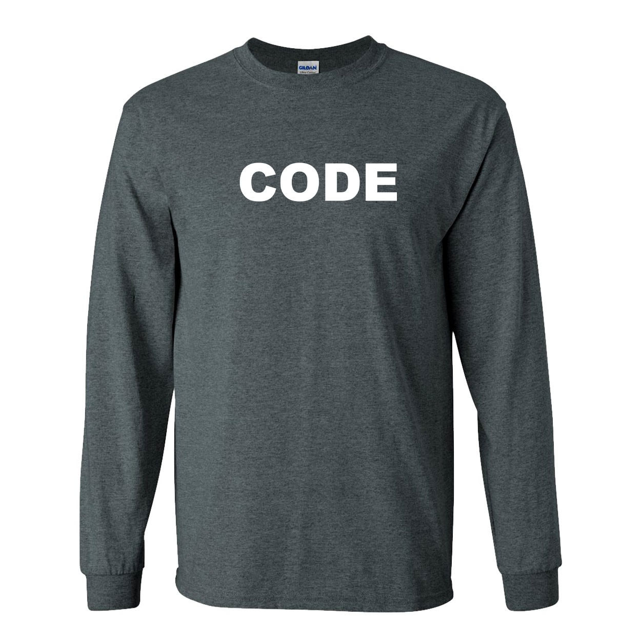 Code Brand Logo Classic Long Sleeve T-Shirt Dark Heather Gray (White Logo)