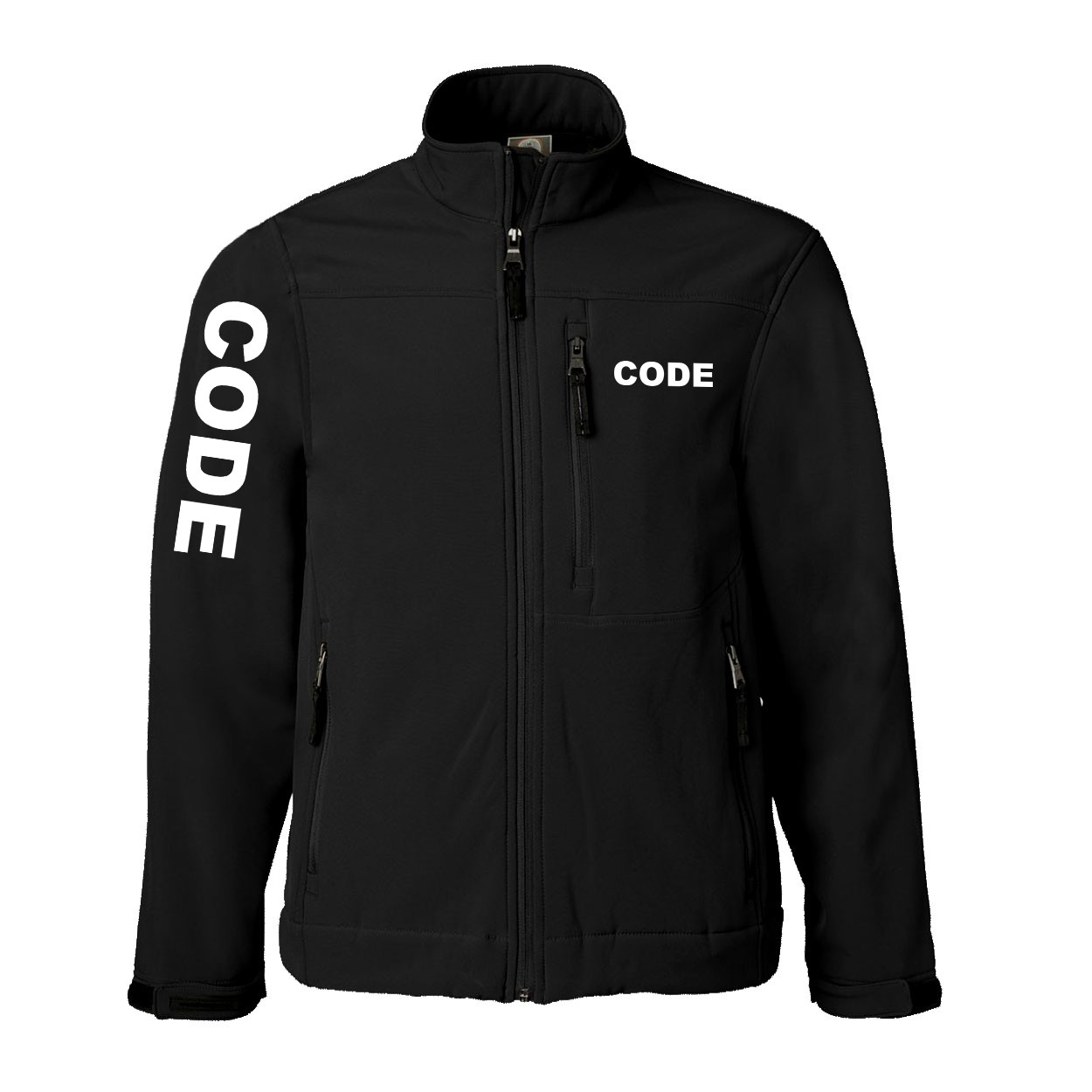 Code Brand Logo Classic Soft Shell Weatherproof Jacket (White Logo)