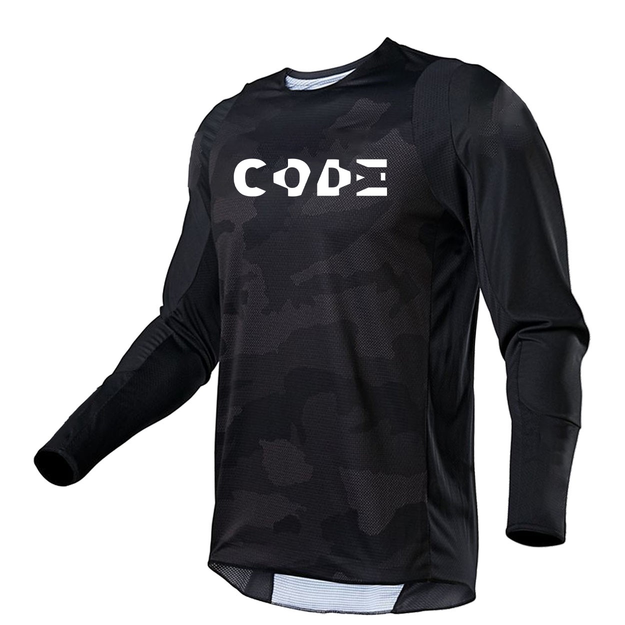 Code Tag Logo Classic Performance Jersey Long Sleeve Shirt Black Camo