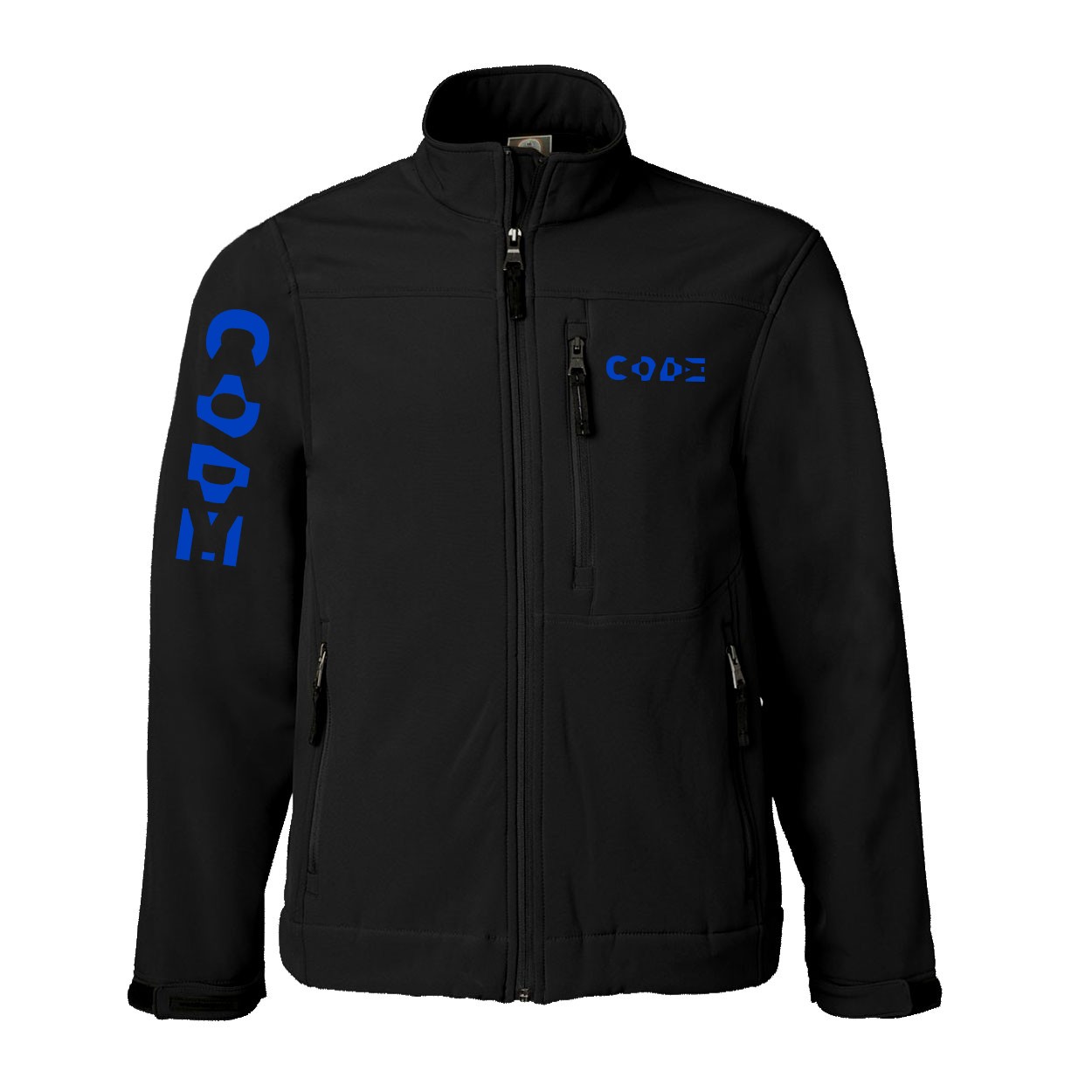 Code Tag Logo Classic Soft Shell Weatherproof Jacket (Blue Logo)
