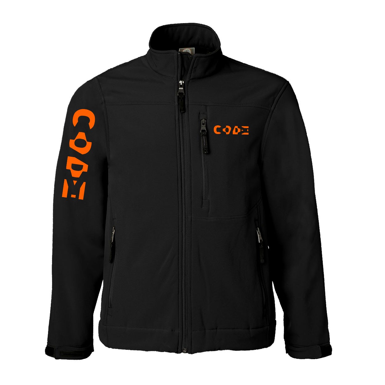 Code Tag Logo Classic Soft Shell Weatherproof Jacket (Orange Logo)