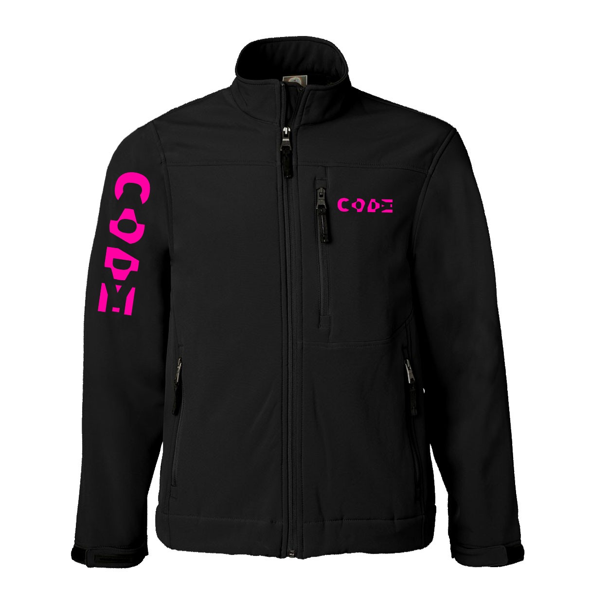 Code Tag Logo Classic Soft Shell Weatherproof Jacket (Pink Logo)