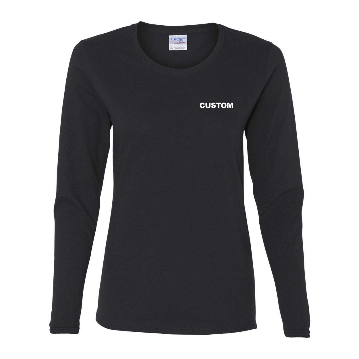 Custom Life Brand Logo Womens Night Out Long Sleeve Shirt Black (White Logo)