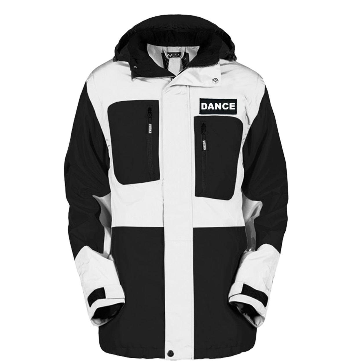 Dance Brand Logo Classic Woven Patch Pro Snowboard Jacket (Black/White)