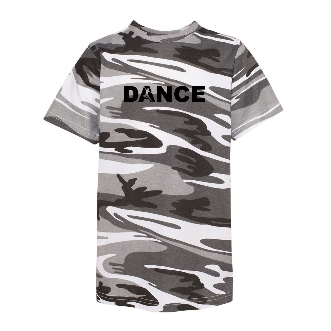 Dance Silhouette Logo Classic Youth Unisex T-Shirt Urban Camo (Black Logo)