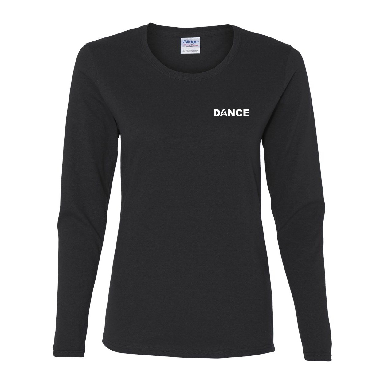 Dance Silhouette Logo Womens Night Out Long Sleeve Shirt Black (White Logo)