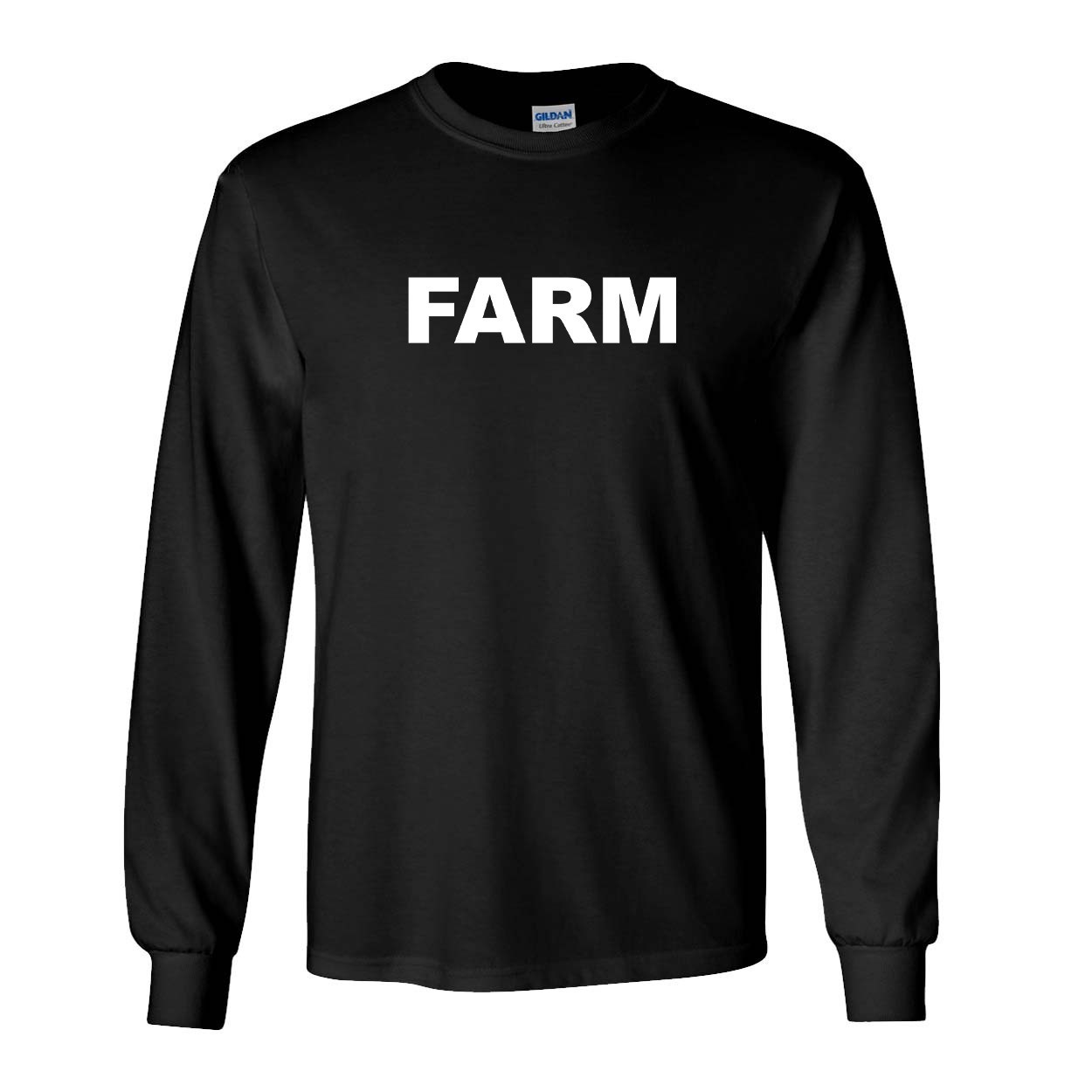 Farm Brand Logo Classic Long Sleeve T-Shirt Black (White Logo)