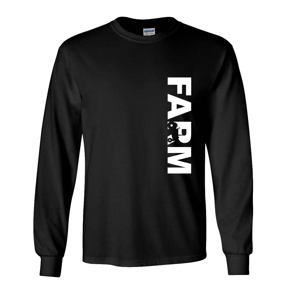 Farm Tractor Logo Classic Vertical Long Sleeve T-Shirt Black