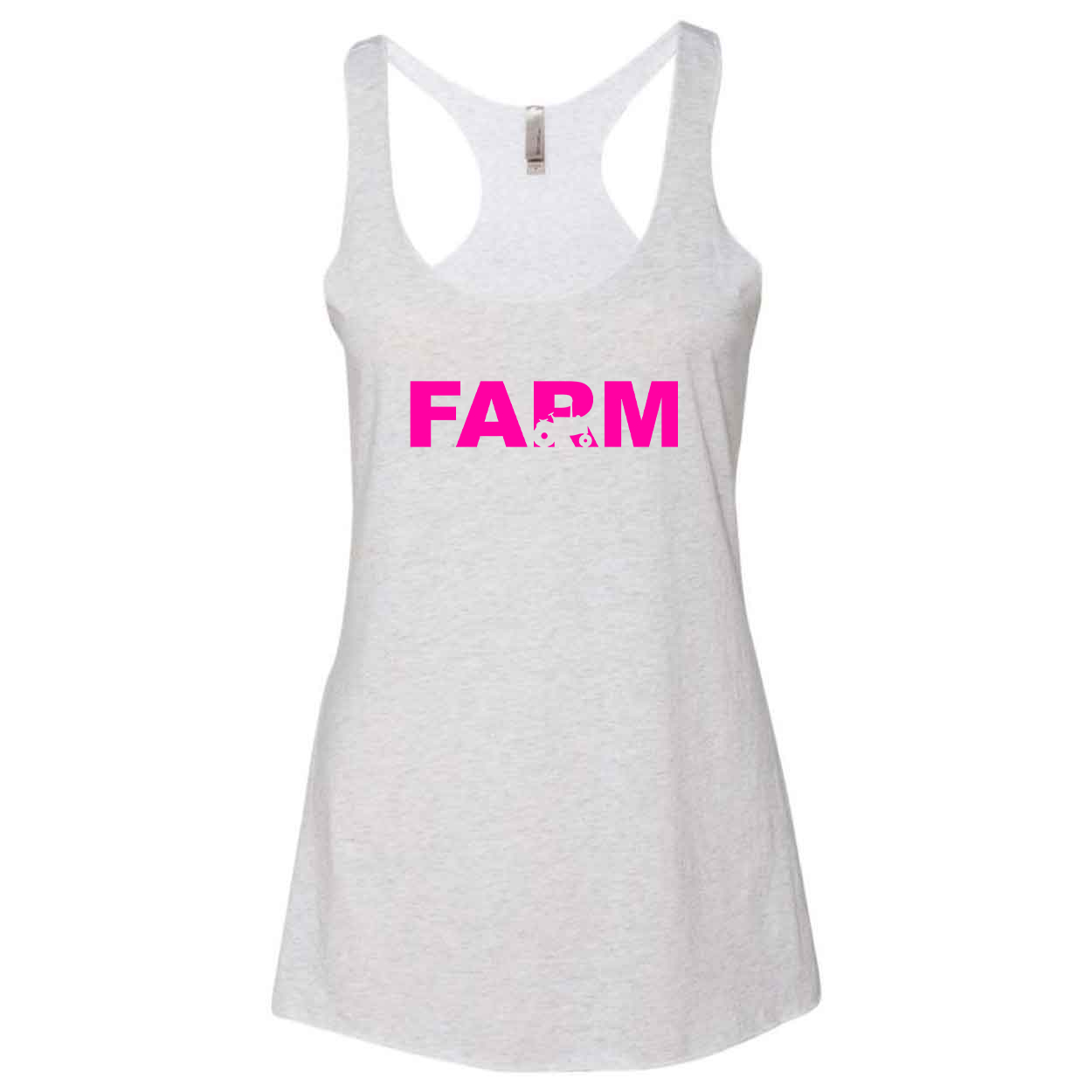 Farm Tractor Logo Classic Women's Ultra Thin Tank Top Heather White (Pink Logo)