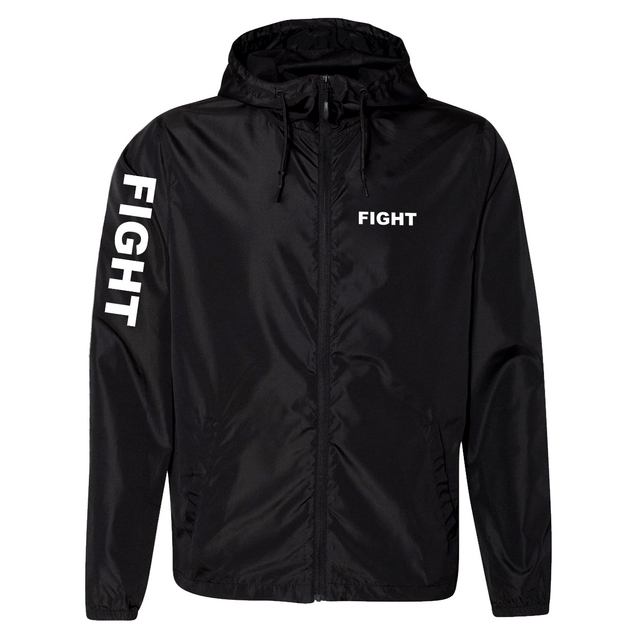 Fight Brand Logo Classic Lightweight Windbreaker Black (White Logo)