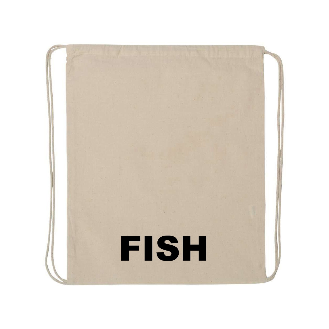 Fish Brand Logo Classic Drawstring Sport Pack Bag/Cinch Sack Natural (Black Logo)