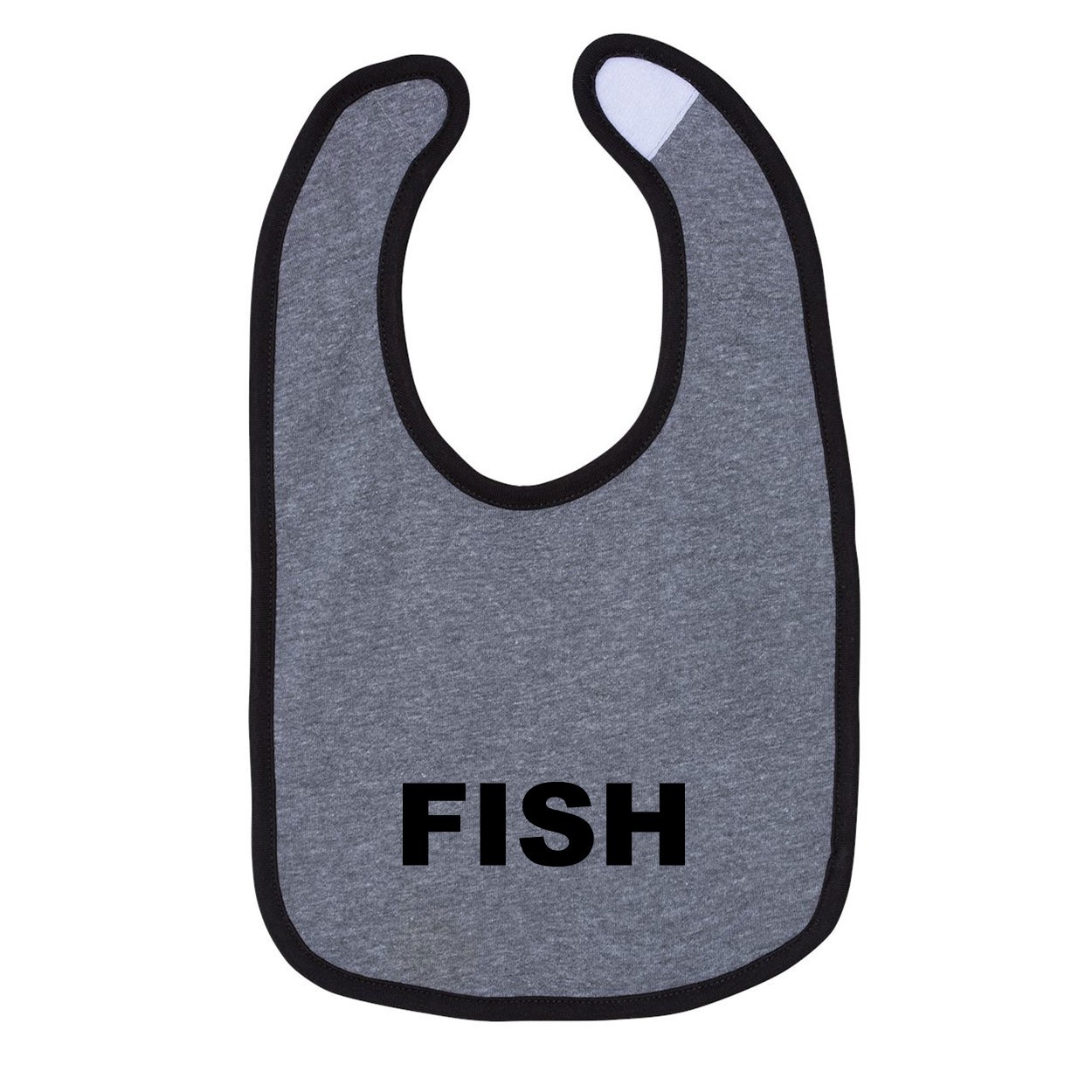 Fish Brand Logo Classic Infant Baby Bib Heather Gray/Black (Black Logo)