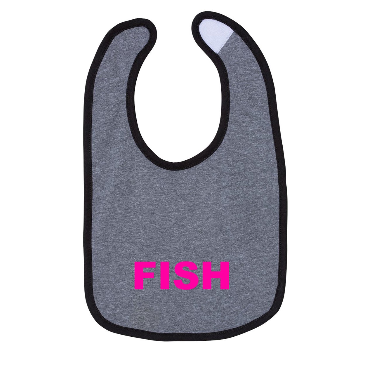 Fish Brand Logo Classic Infant Baby Bib Heather Gray/Black (Pink Logo)