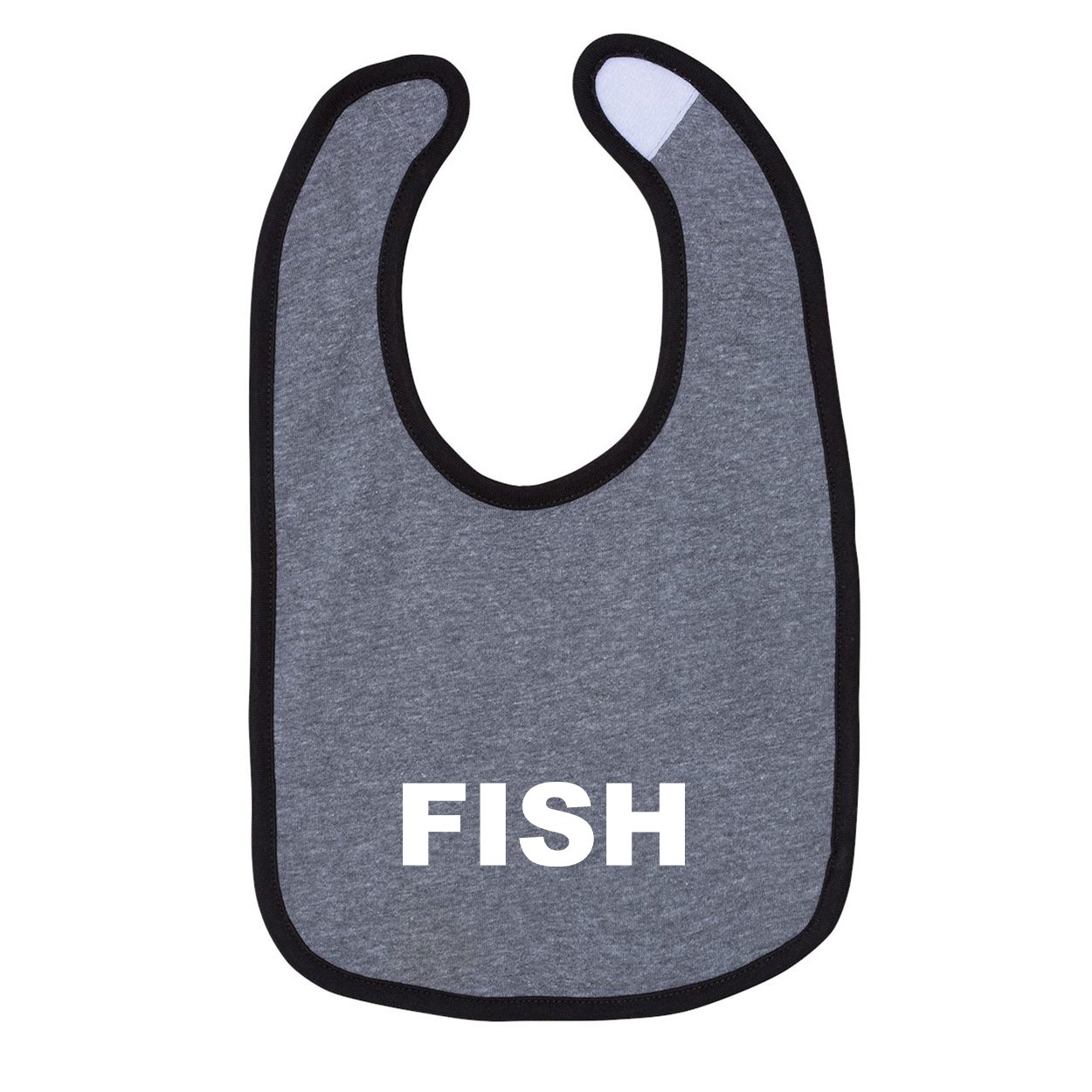 Fish Brand Logo Classic Infant Baby Bib Heather Gray/Black (White Logo)