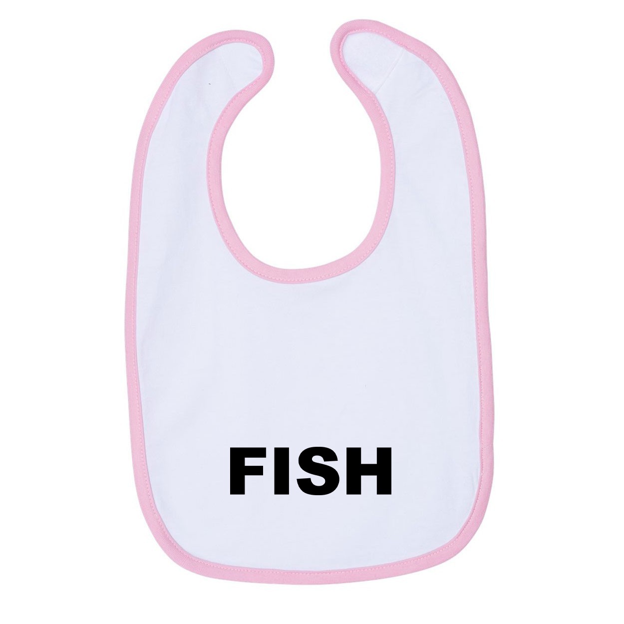 Fish Brand Logo Classic Infant Baby Bib White/Pink (Black Logo)