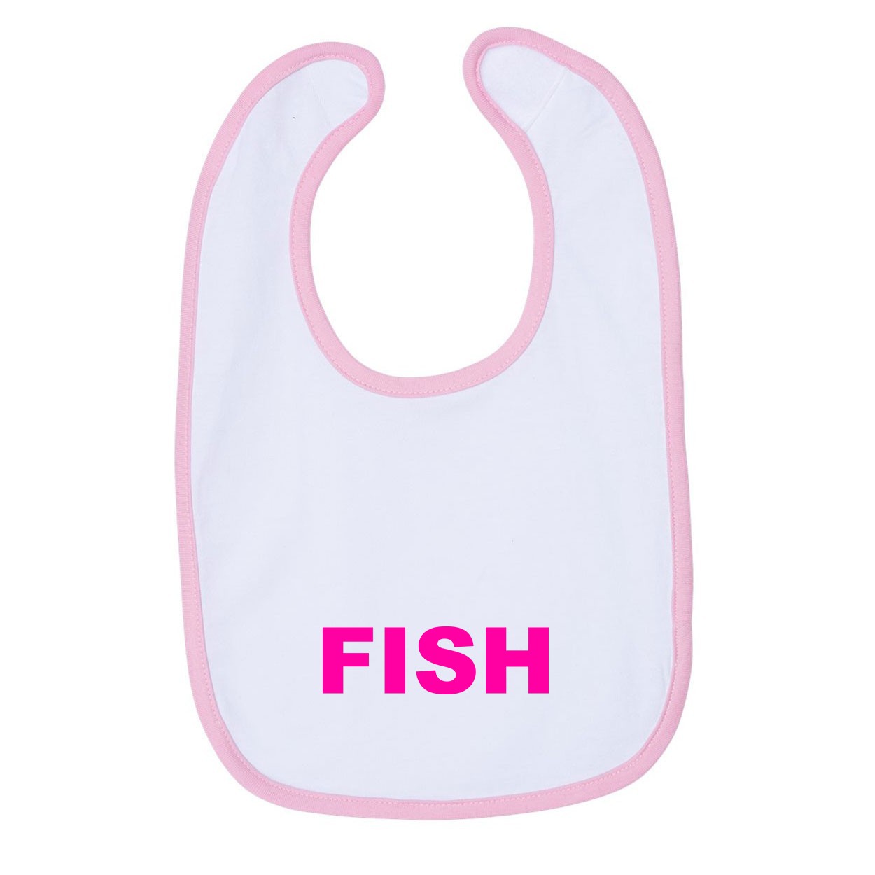 Fish Brand Logo Classic Infant Baby Bib White/Pink (Pink Logo)
