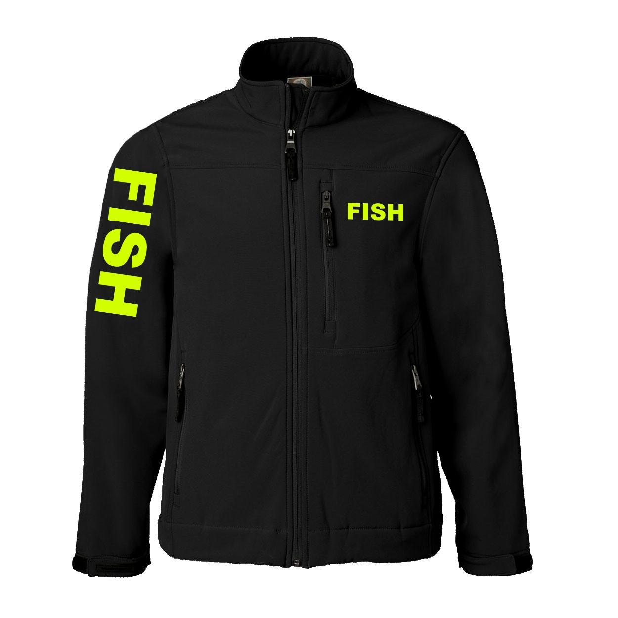 Fish Brand Logo Classic Soft Shell Weatherproof Jacket (Hi-Vis Logo)