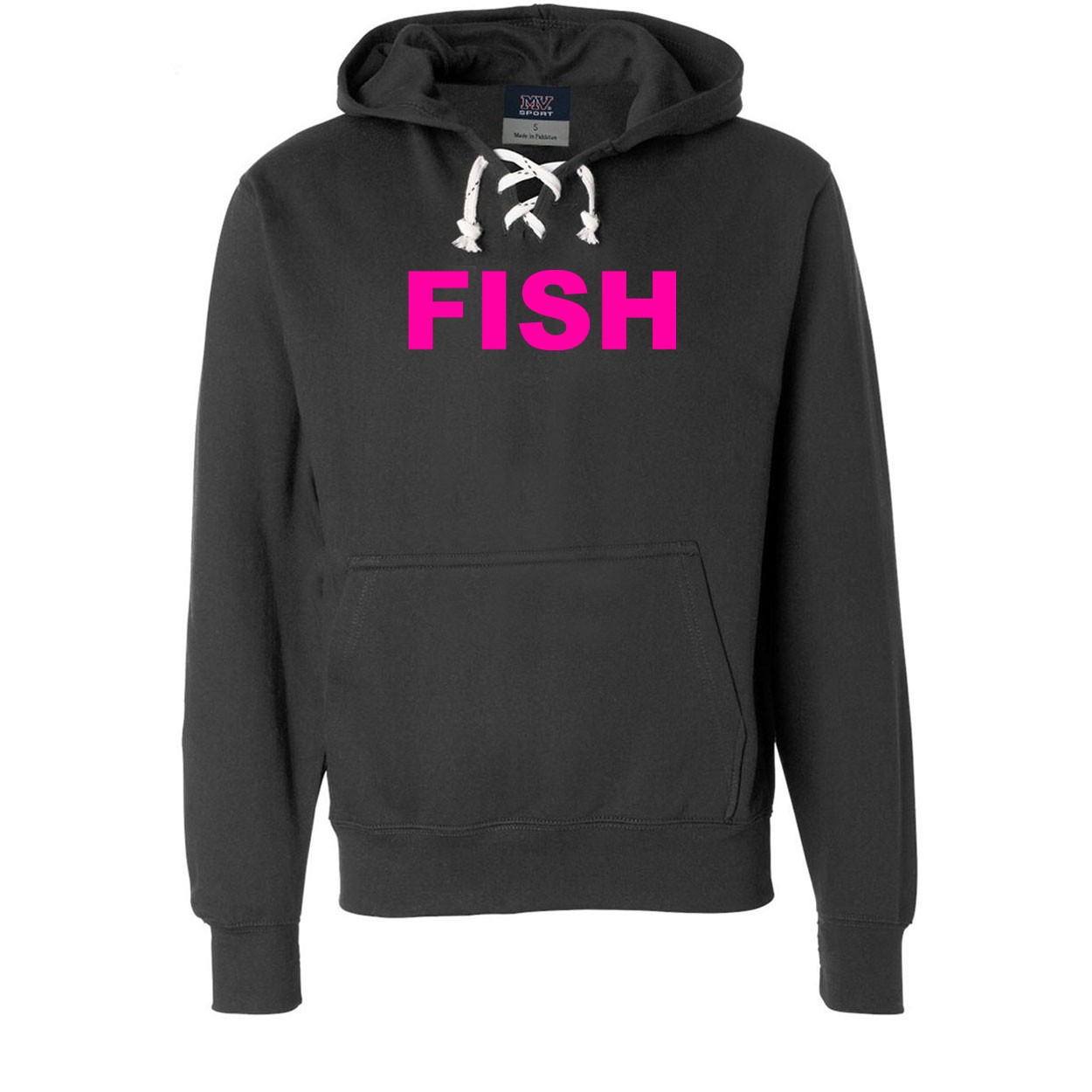 Fish Brand Logo Classic Unisex Premium Hockey Sweatshirt Black (Pink Logo)