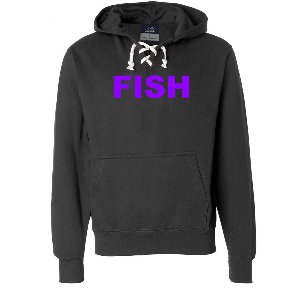 Fish Brand Logo Classic Unisex Premium Hockey Sweatshirt Black (Purple Logo)