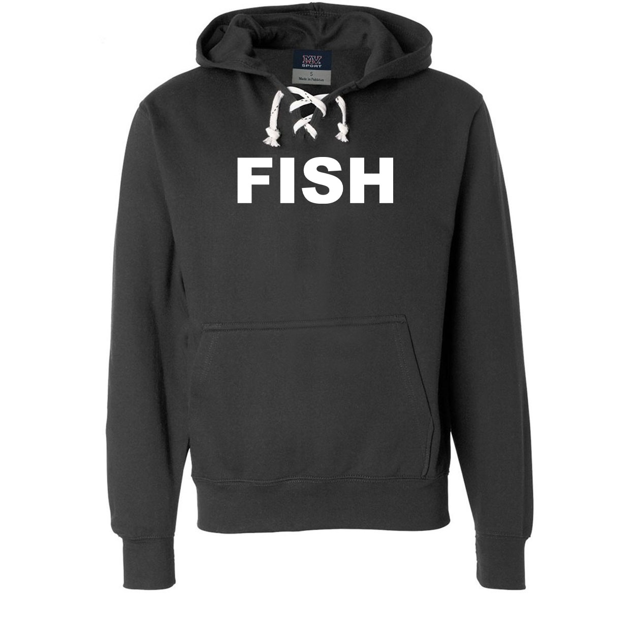 Fish Brand Logo Classic Unisex Premium Hockey Sweatshirt Black (White Logo)