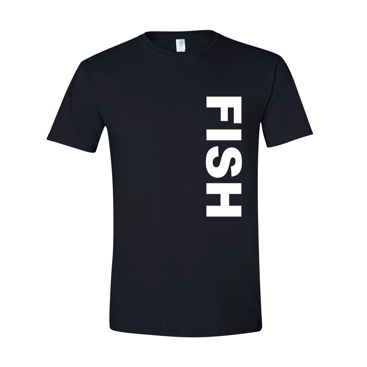 Fish Brand Logo Classic Vertical T-Shirt Black (White Logo)