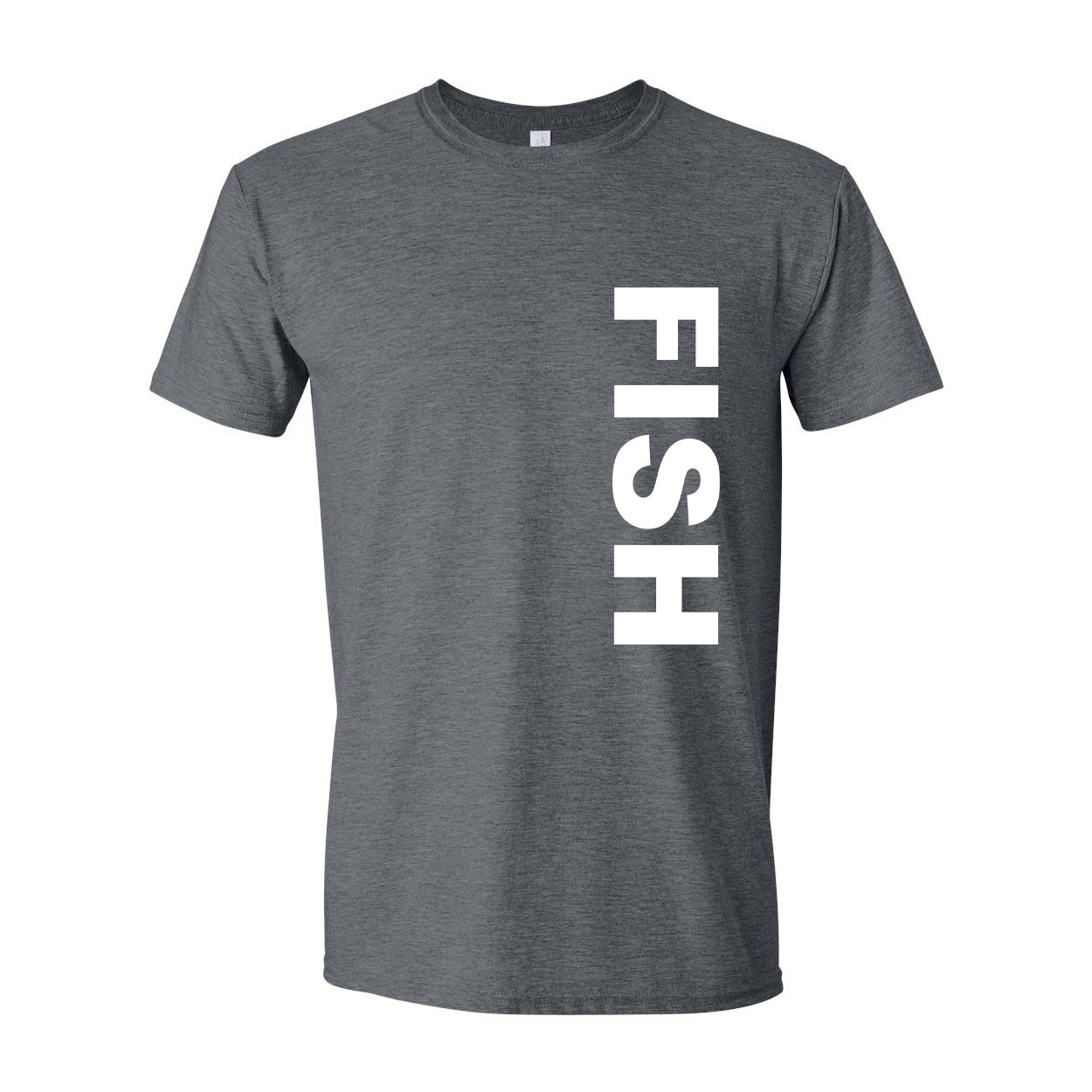 Fish Brand Logo Classic Vertical T-Shirt Dark Heather Gray (White Logo)