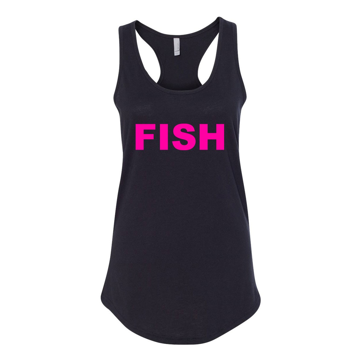 Fish Brand Logo Classic Women's Racerback Tank Top Black (Pink Logo)
