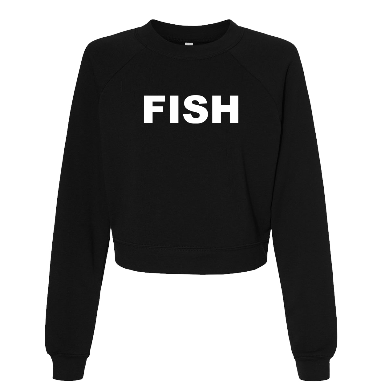 Fish Brand Logo Classic Women's Raglan Pullover Fleece Black (White Logo)