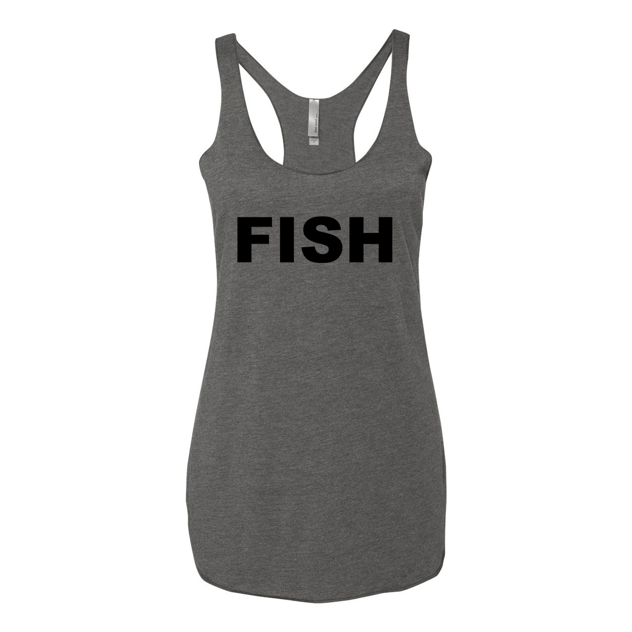 Fish Brand Logo Classic Women's Ultra Thin Tank Top Premium Heather Gray (Black Logo)