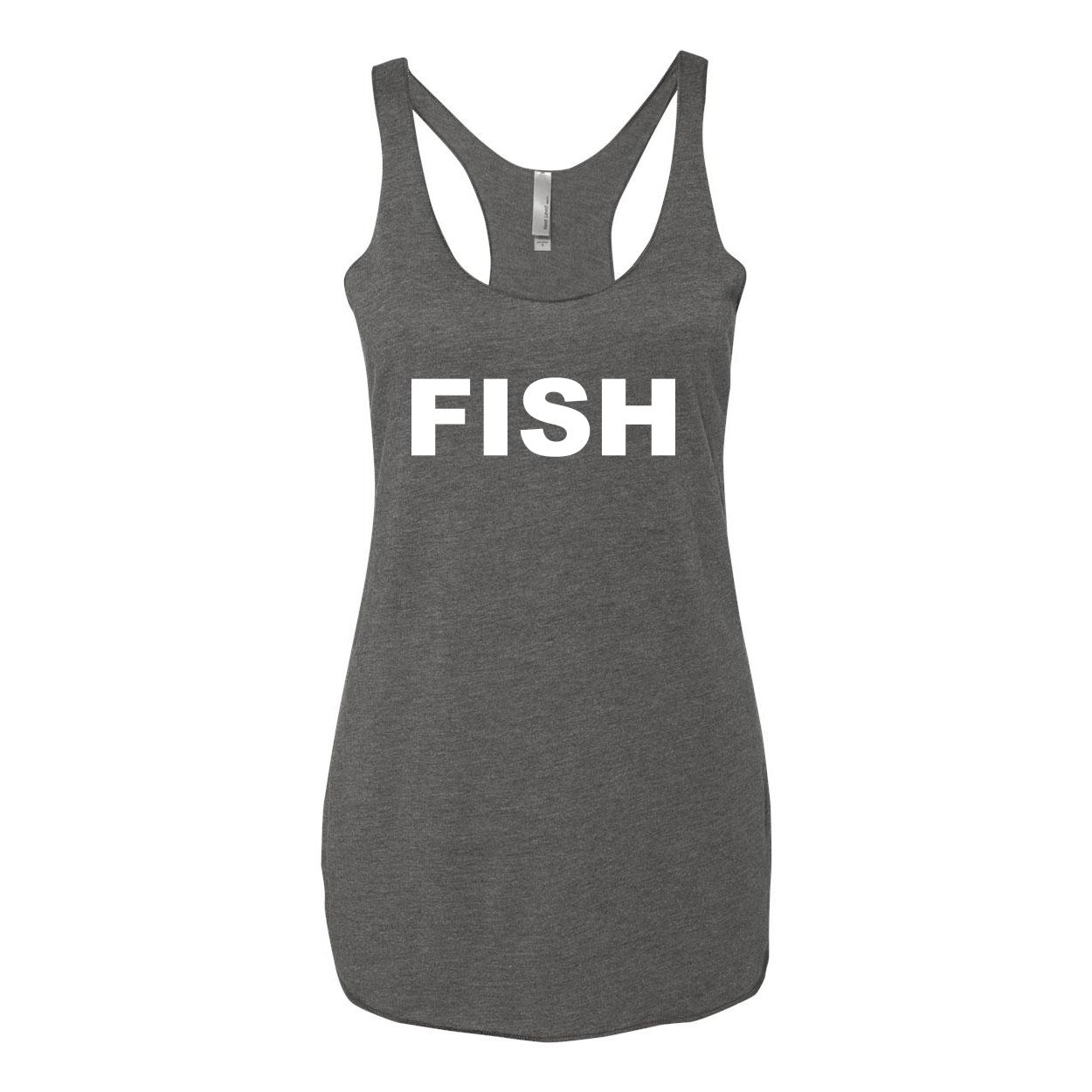 Fish Brand Logo Classic Women's Ultra Thin Tank Top Premium Heather Gray (White Logo)