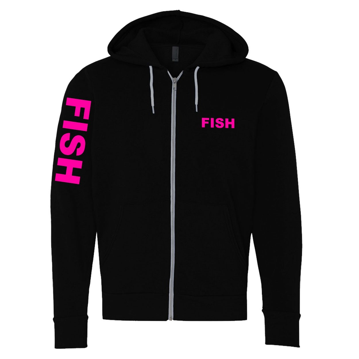 Fish Brand Logo Classic Zip Sweatshirt Black (Pink Logo)
