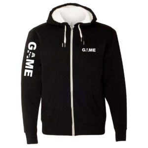 Game Controller Logo Classic Sherpa-Lined Hooded Zip Up Sweatshirt Black