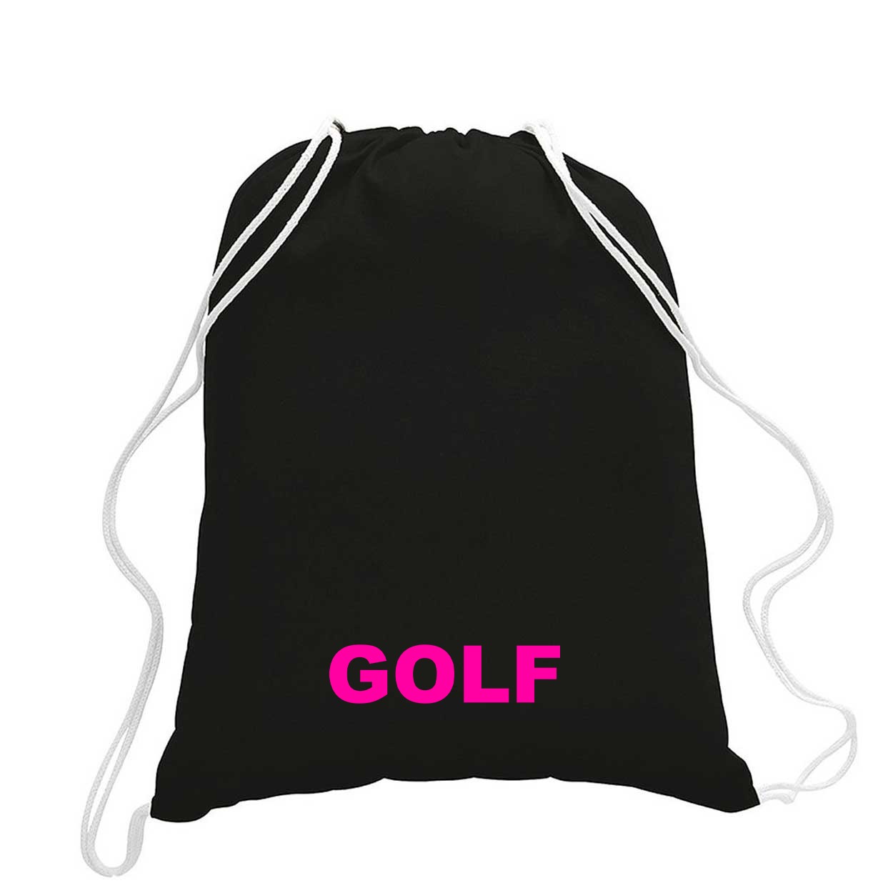 Golf Brand Logo Classic Drawstring Sport Pack Bag/Cinch Sack Black (Pink Logo)