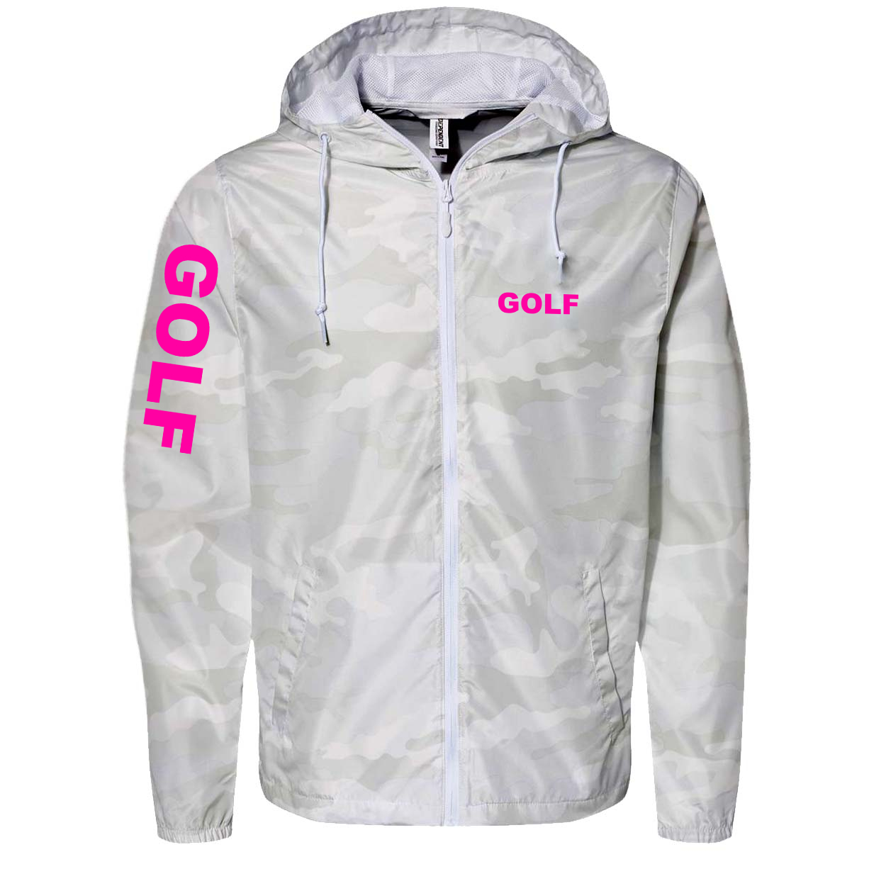 Golf Brand Logo Classic Lightweight Windbreaker White Camo (Pink Logo)